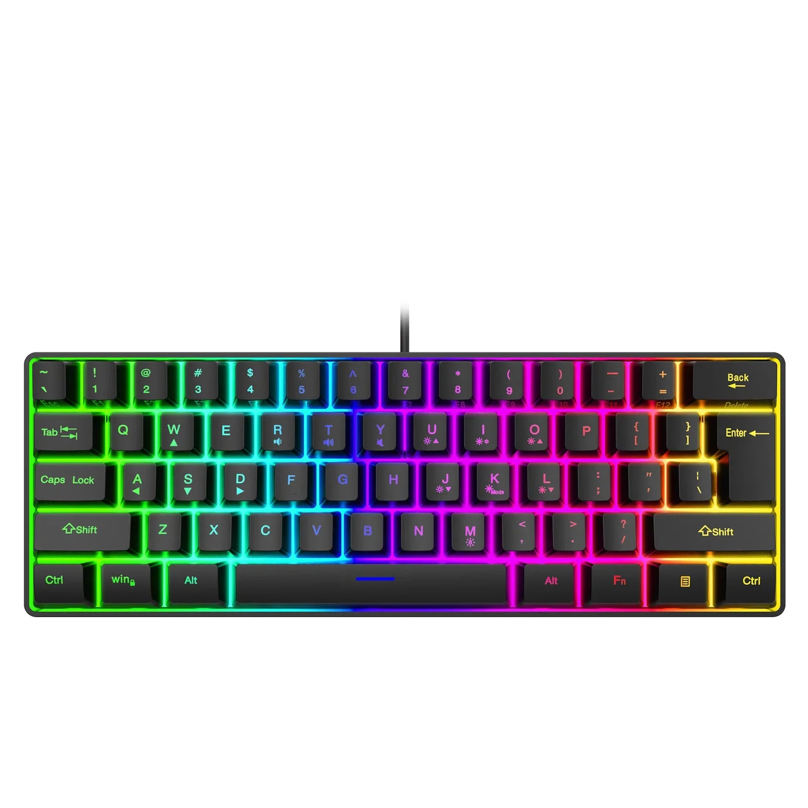 Gaming Keyboard,Russian/English RGB Backlit 61 Key Ultra-Compact Keyboard, Waterproof Mechanical Feeling Office aming Keyboards