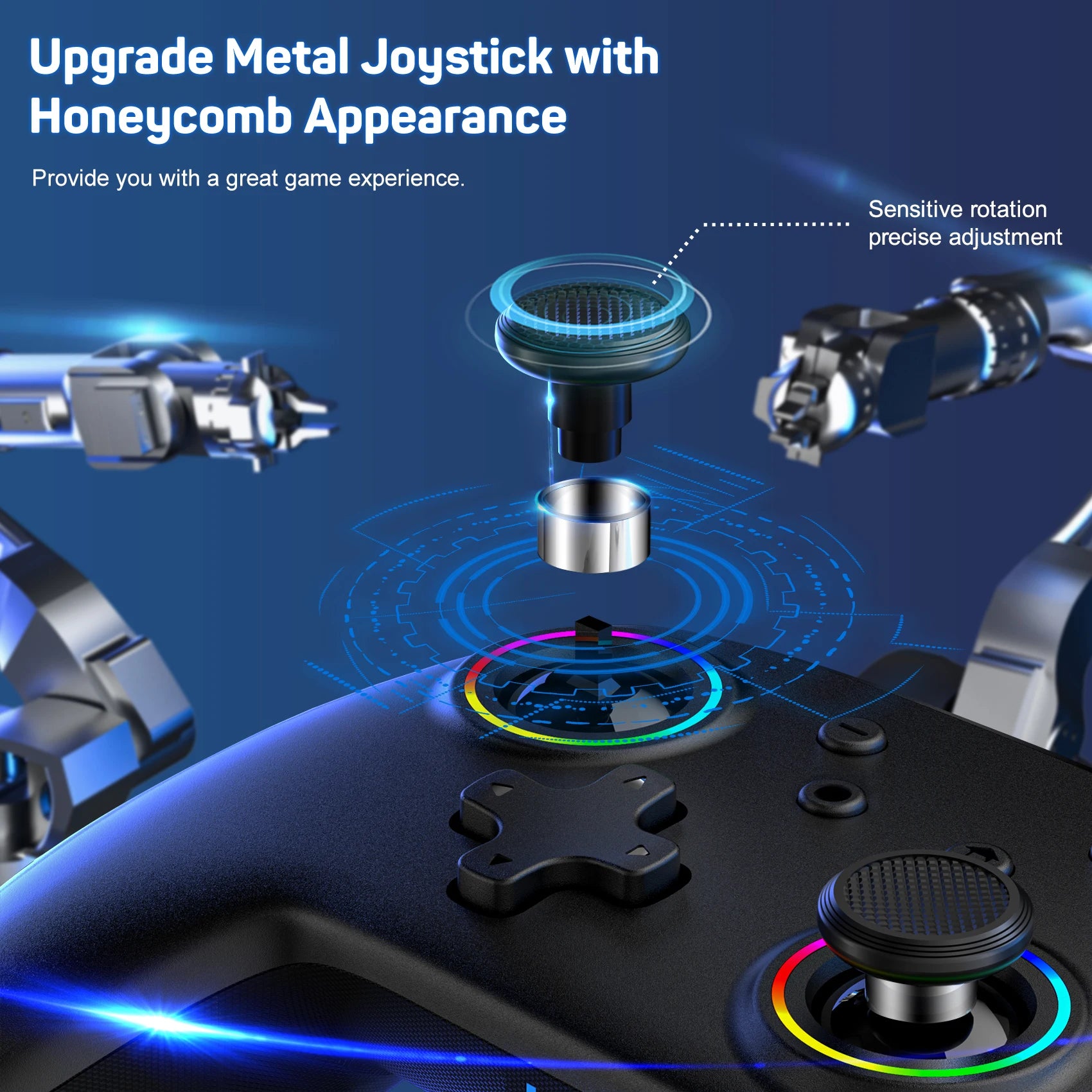 LinYuvo Wireless Controller (No Deadzone) for Switch/Lite/OLED,with Vibration, Motion, Turbo,Metal Joystick and LED Light KS32