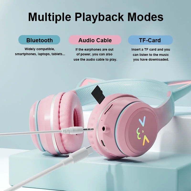 Cool cute wireless headsets Bluetooth headphones noise cancellation great bass stereo foldable headset music Sport game earphone