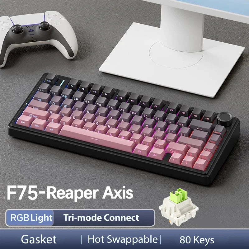 AULA F75 Pro Gasket Mounted Wireless Gaming Mechanical Keyboard RGB Customized 75% Layout Side-engraving PBT Keycaps