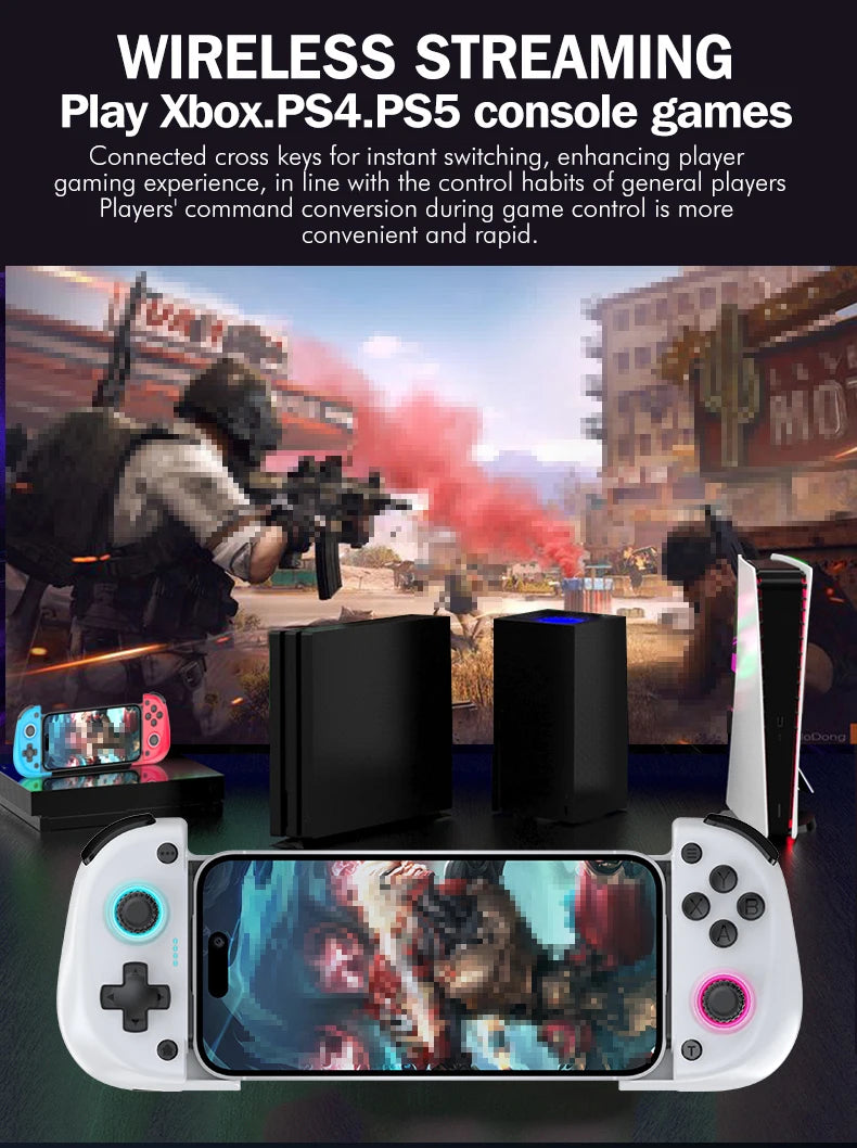 Portable Game Controller X5 Mini with Cooling System,Wireless Gamepad with Hall Rocker,6 Axis Gyro for iPhone/PC/Switch
