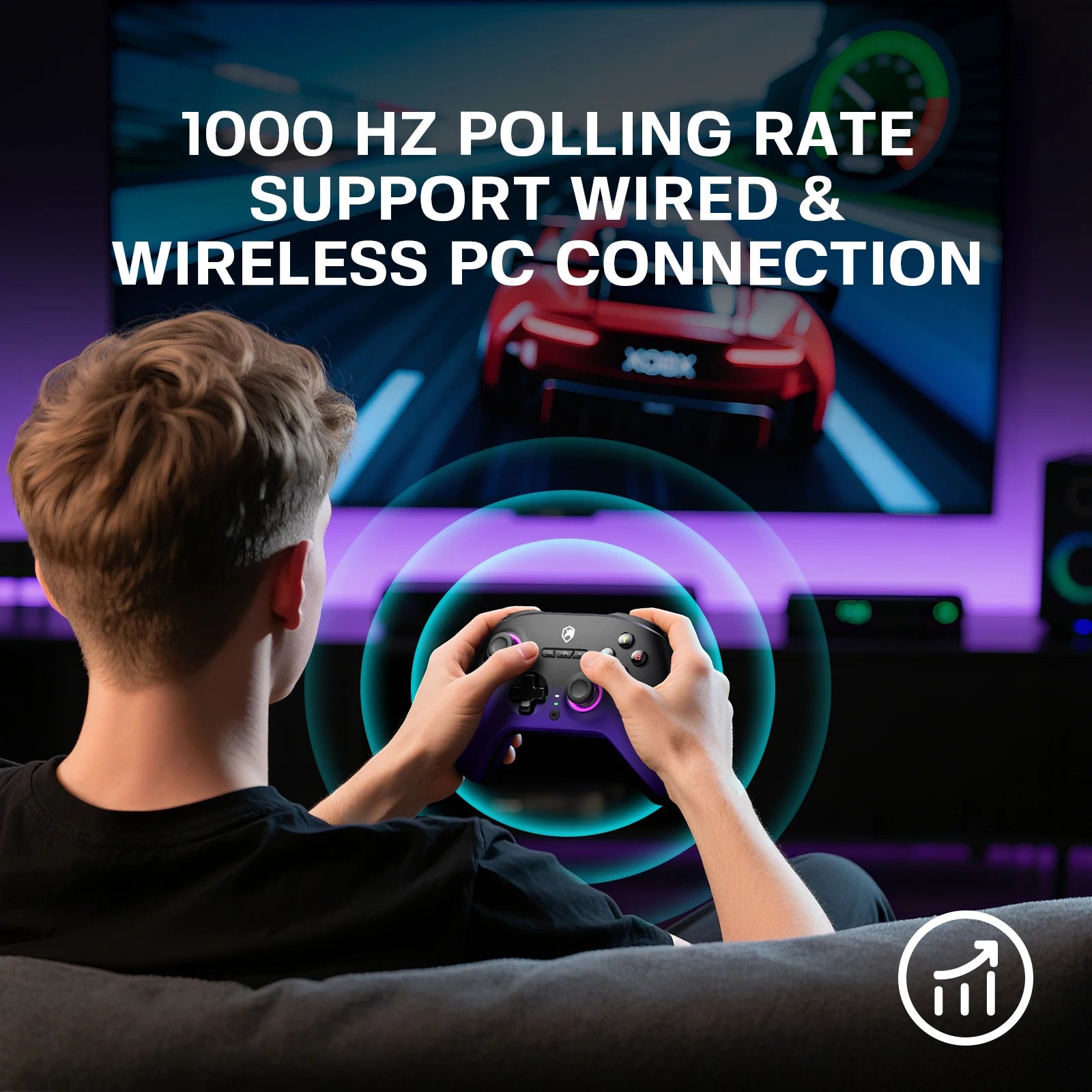 ECHTpower Wireless game controller Hall effect joystick suitable for PC, Switch, Android, IOS with base controller