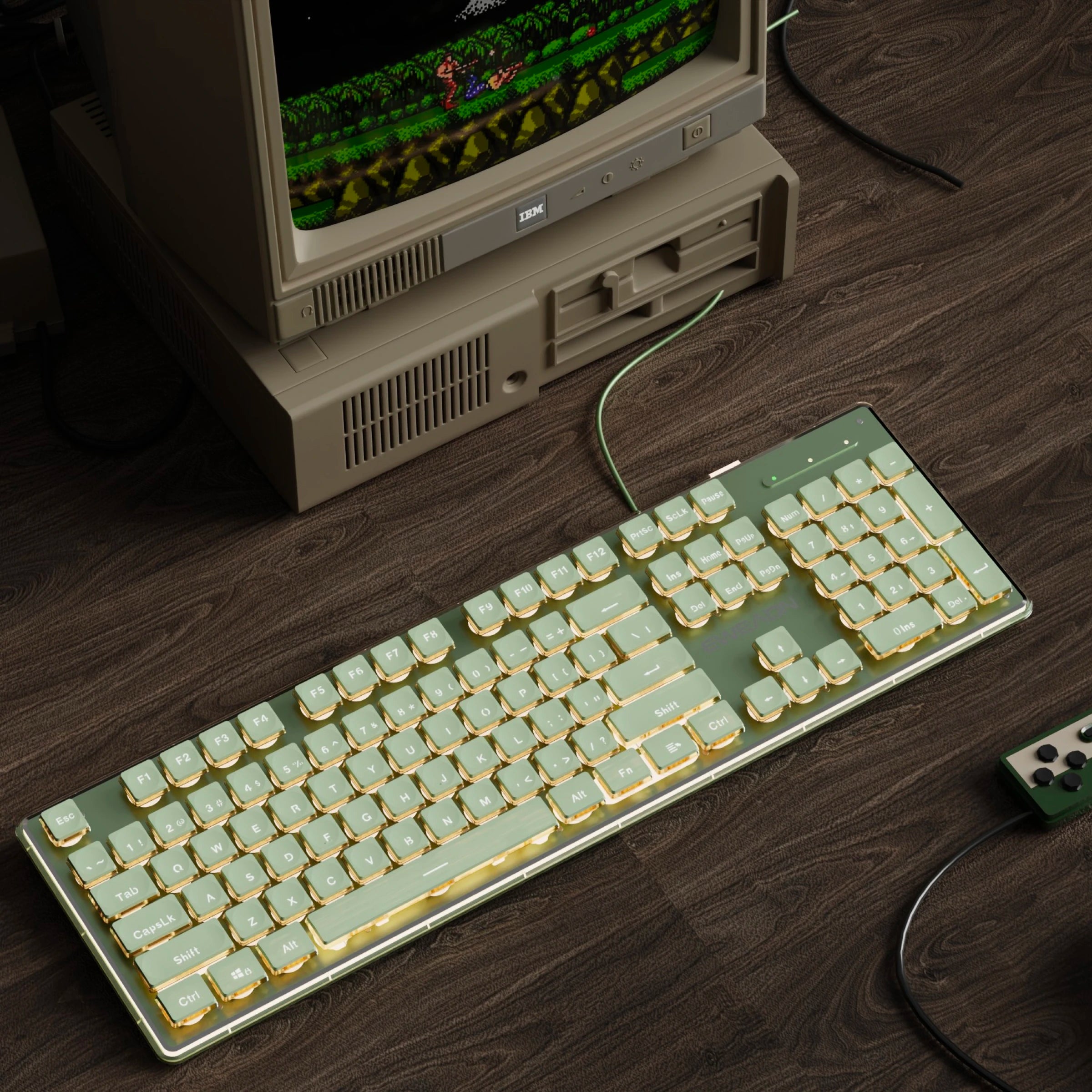 EWEADN V3 Gaming wired Keyboard backlit, green Office keyboard silent full size slim,Compatible with Windows/Laptop/ PC, Desktop