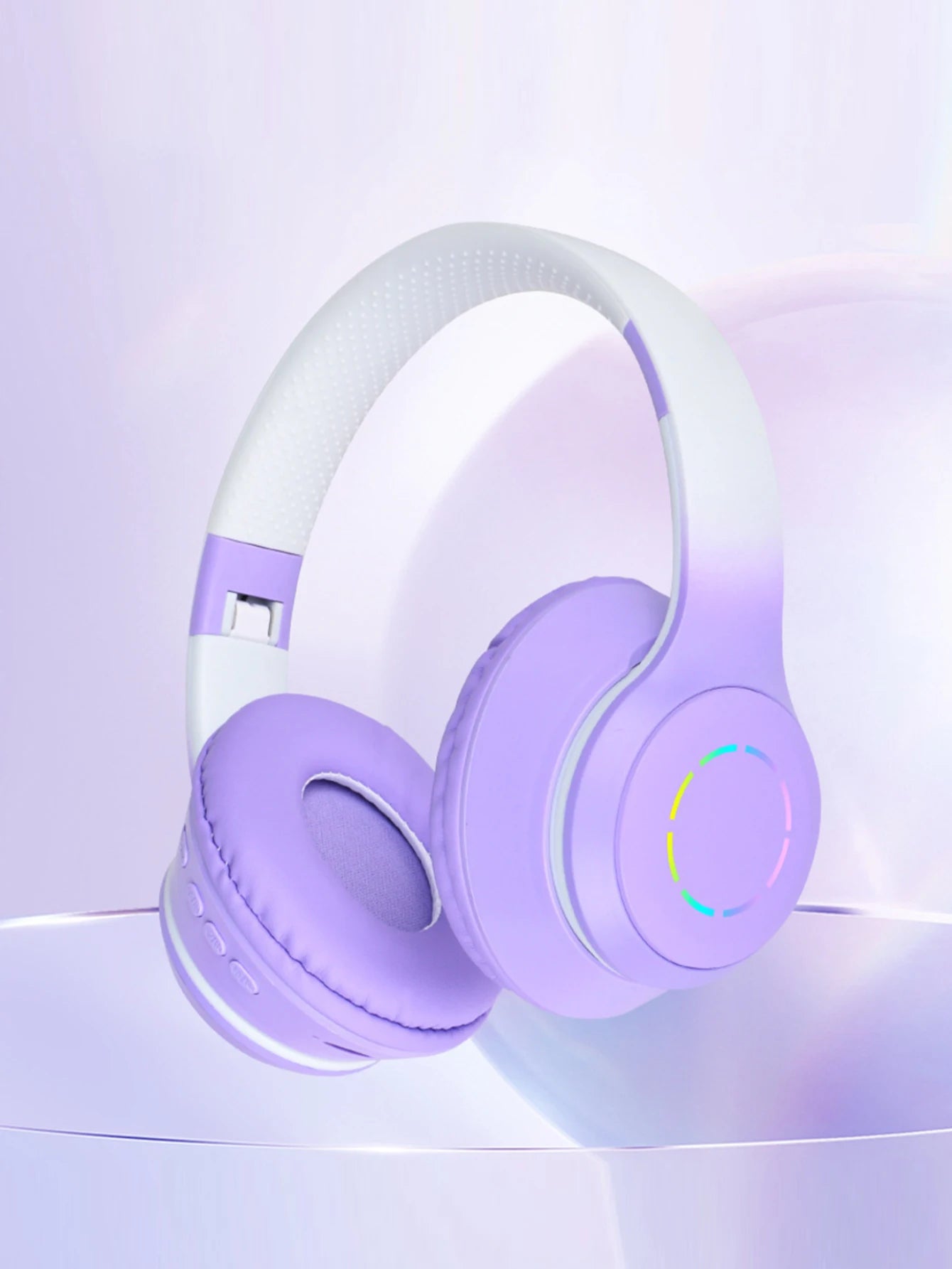 New style light-up Bluetooth headphones, gradient color macaron wireless Bluetooth earphones with deep bass