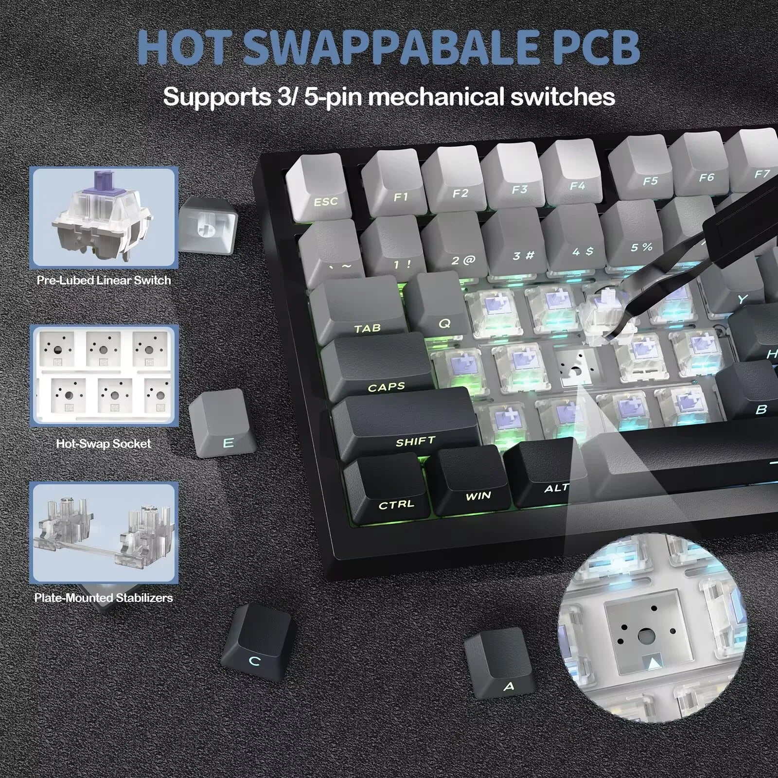 Attack Shark X820Ultra Wireless 75% Mechanical Gaming Keyboard with Screen & Knob Hot Swappable 2.4GHz/BT/Wired RGB