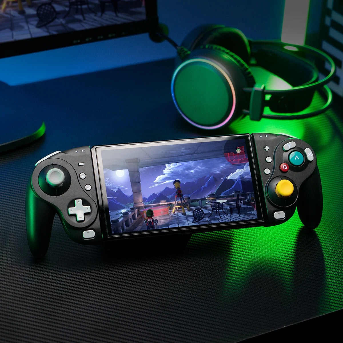 NYXI Wizard Hall Joystick Wireless Game Controller Black Gamepad with RGB Lights for Nintendo Switch