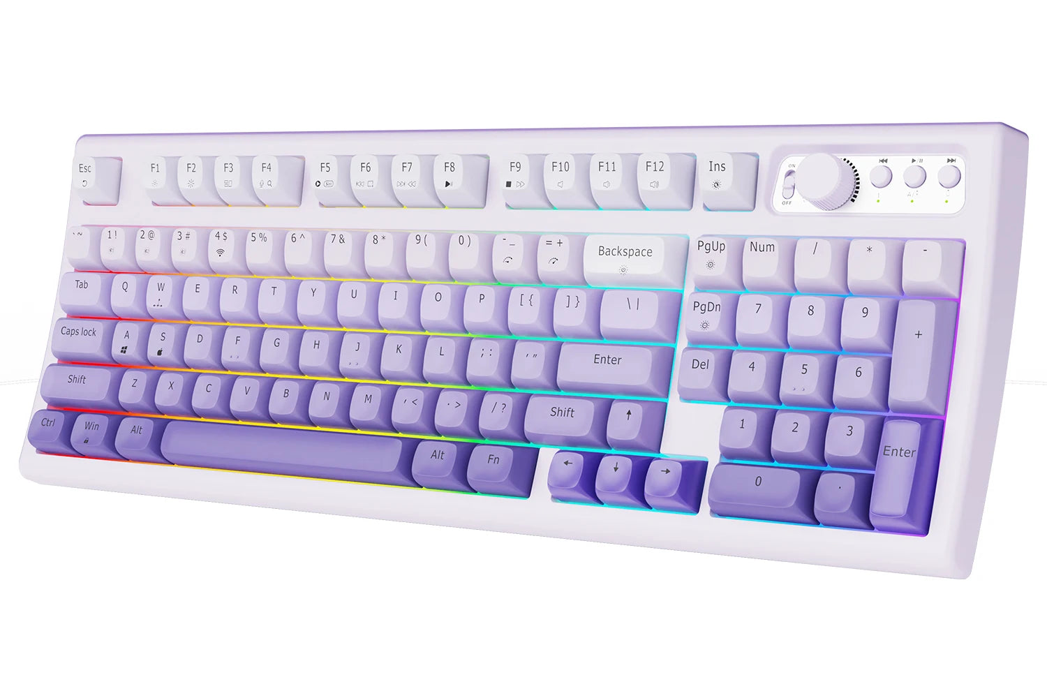 EWEADN V97 Cute Creamy Keyboard, Bluetooth/2.4GHz Gaming Keyboard Wireless with RGB Backlit, Rechargeable, Quiet, for PC Gamer