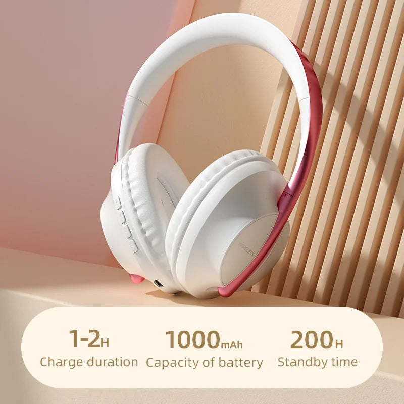 Wireless Over-ear Headphones Wireless Headphones With HD Stereo Sound Wireless Sport earphones battery capacity 1000mAH Gift