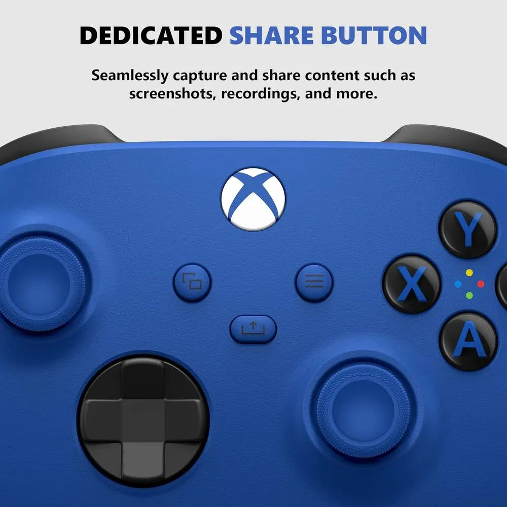 Bluetooth Controller - Shock Blue - USB - Compatible with Xbox Series X|S, One, PC, Android, iOS, Tablet - 19-Button - 90-Day Wa