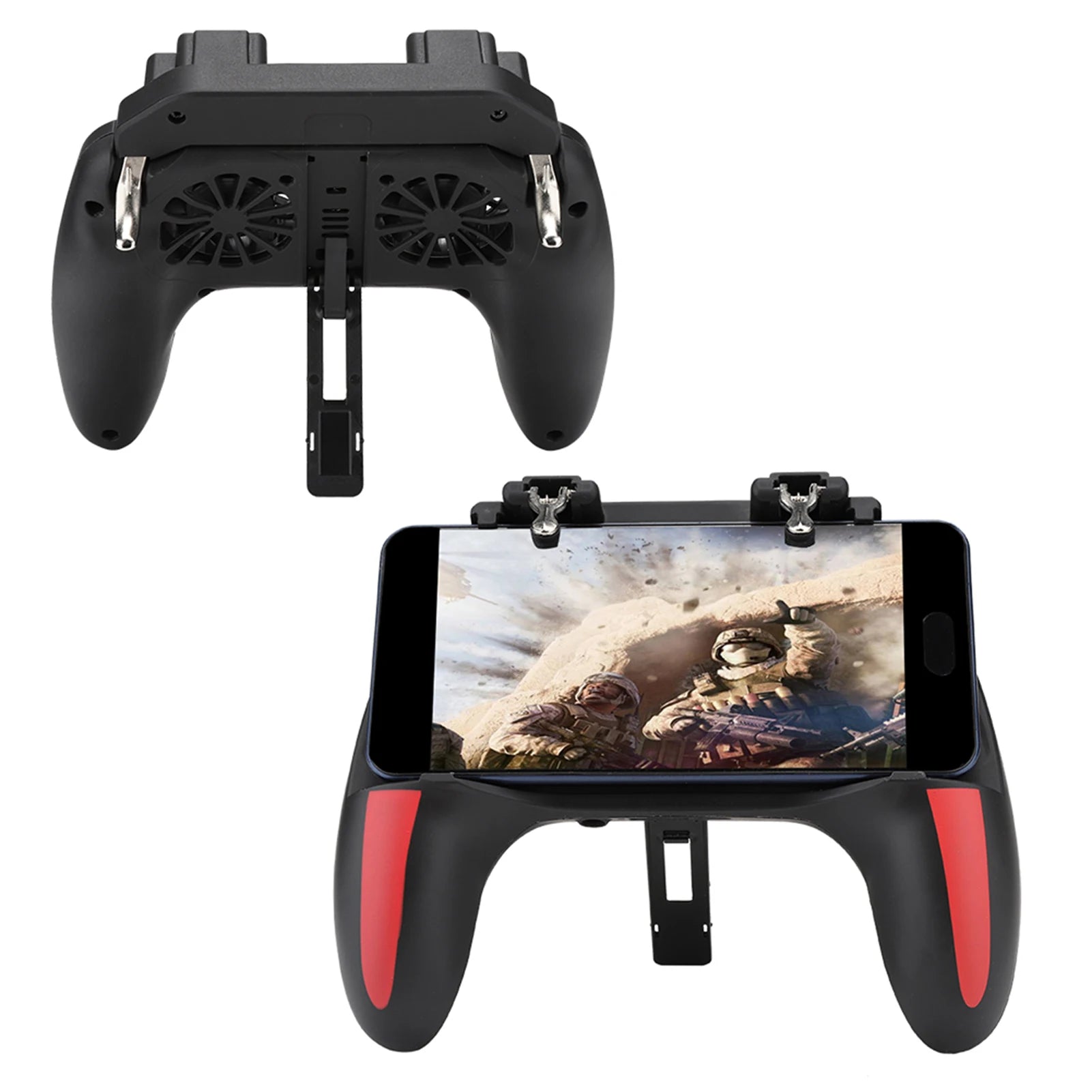 Mobile Phone Game Controller with Dual Cooling Fans Heat Dissipation Gamepad Power Handle Game Auxiliary Key Smartphone Gamepad
