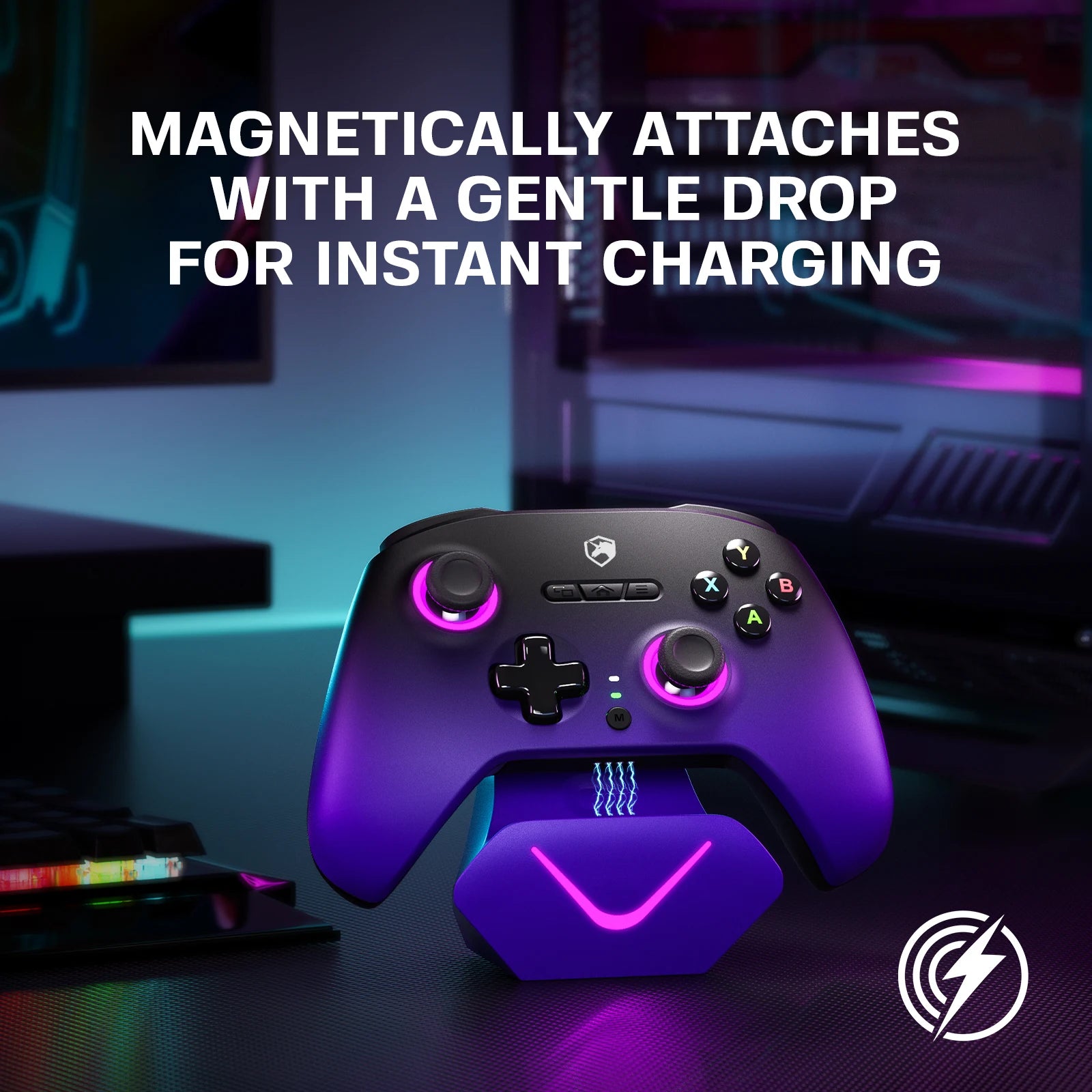 ECHTpower Wireless game controller Hall effect joystick suitable for PC, Switch, Android, IOS with base controller