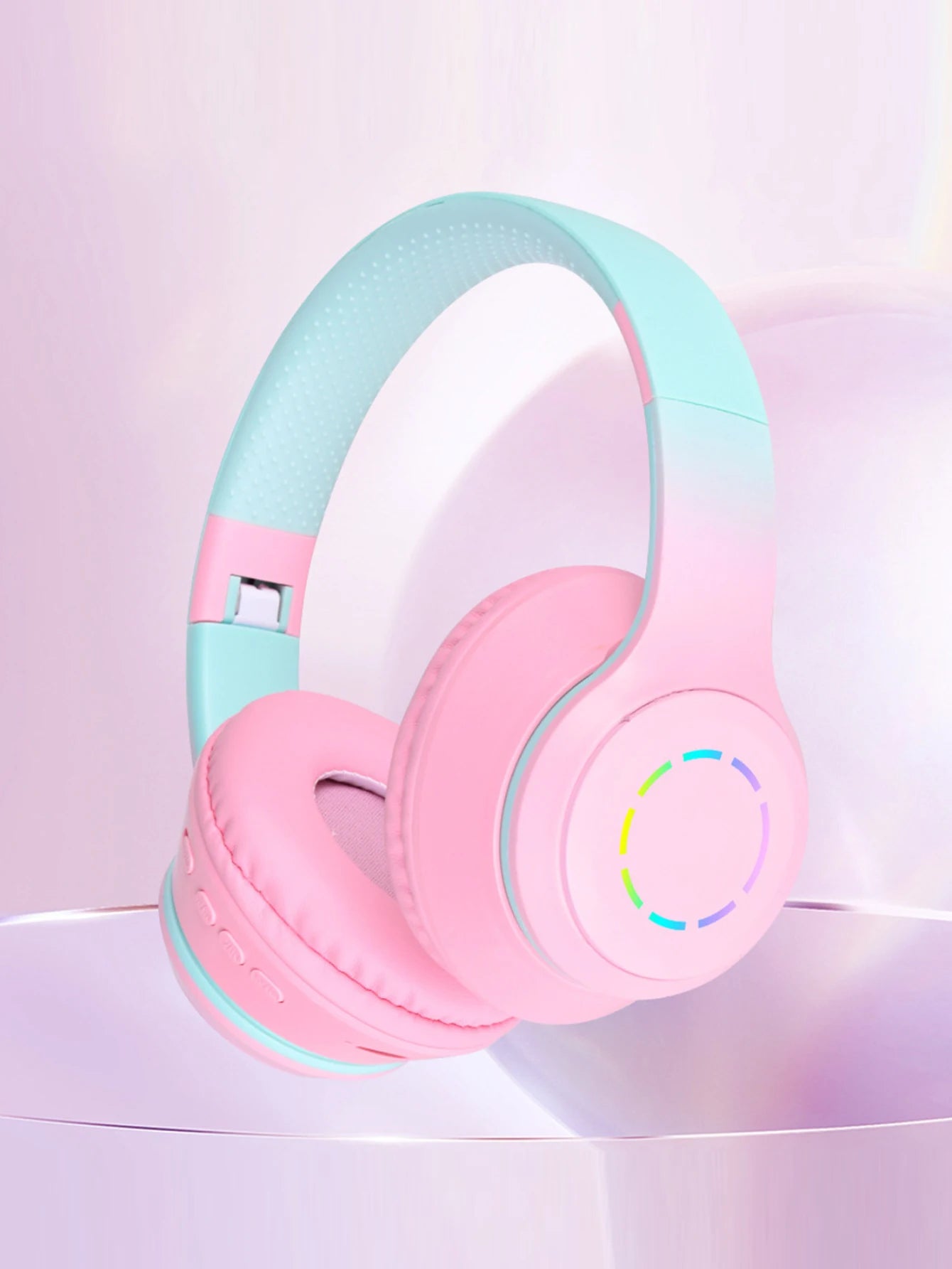 New style light-up Bluetooth headphones, gradient color macaron wireless Bluetooth earphones with deep bass